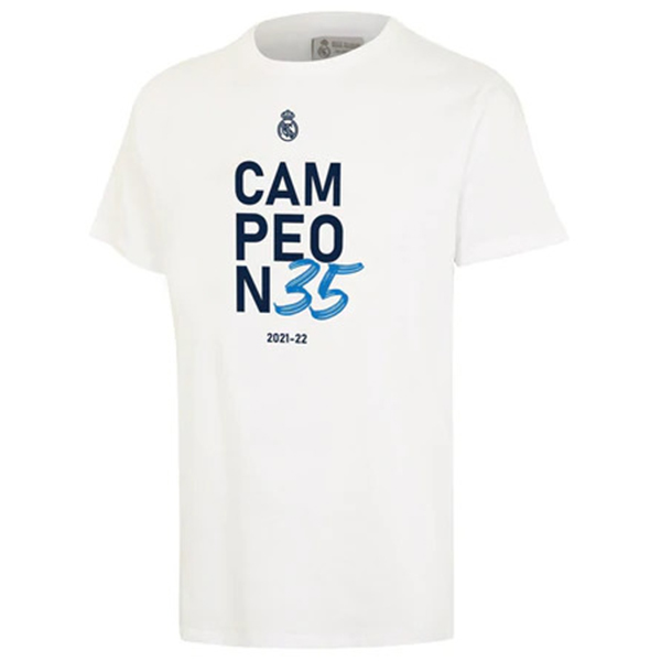 Real madrid campeones 35 t-shirt vincente 35a scudetto bianco uniforme da calcio maglia sportiva 2022